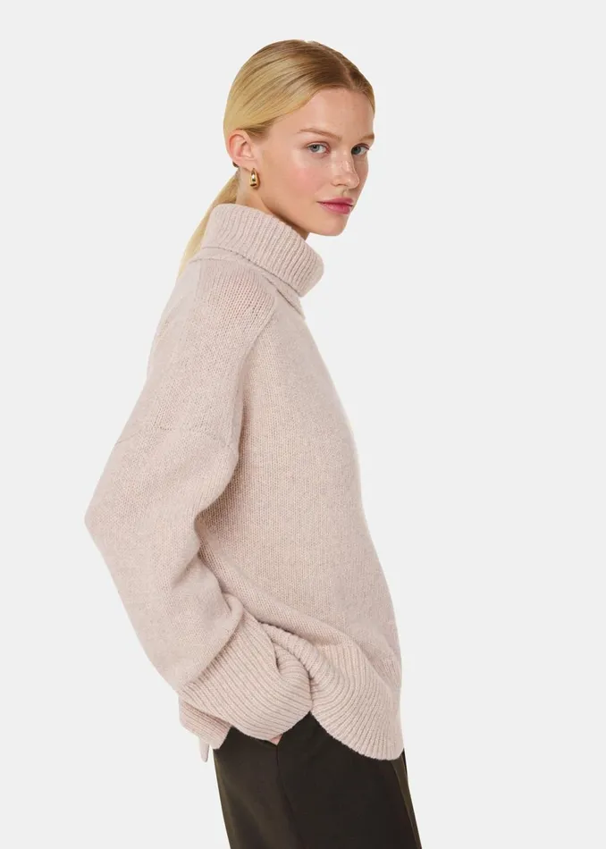 Women Knitwear and Cashmere Whistles Ivory Wool Roll Neck Knit