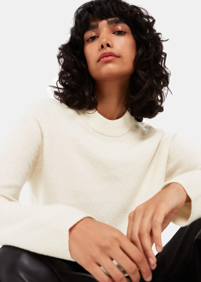 Women Knitwear and Cashmere Whistles Ivory Wool Textured Crew Neck Knit