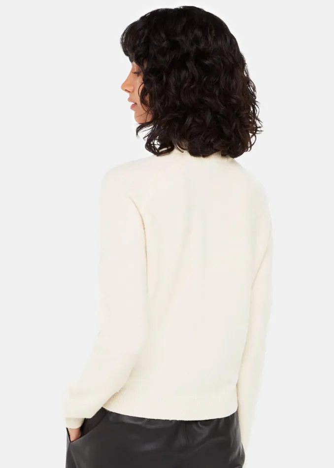 Women Knitwear and Cashmere Whistles Ivory Wool Textured Crew Neck Knit