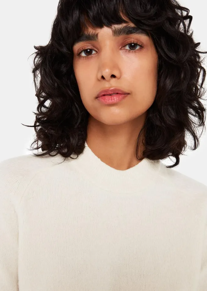Women Knitwear and Cashmere Whistles Ivory Wool Textured Crew Neck Knit