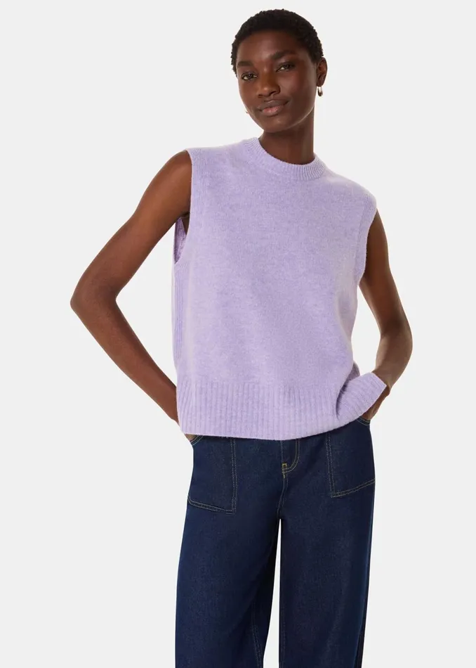 Women Knitwear and Cashmere Whistles Lilac Wool Sleeveless Tank