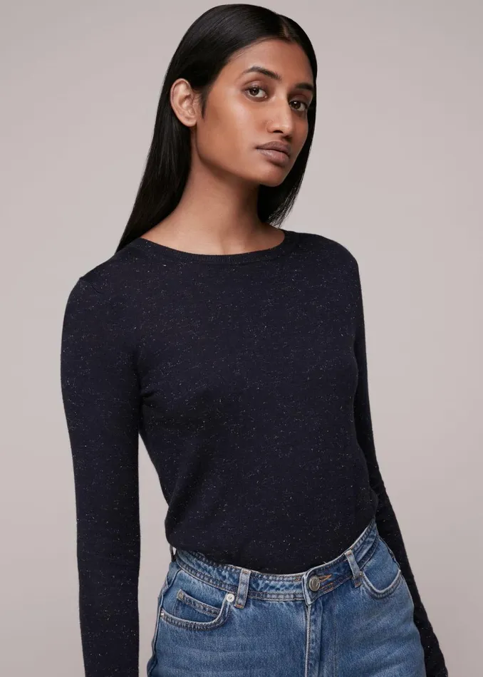 Women Knitwear and Cashmere Whistles Navy Annie Sparkle Knit