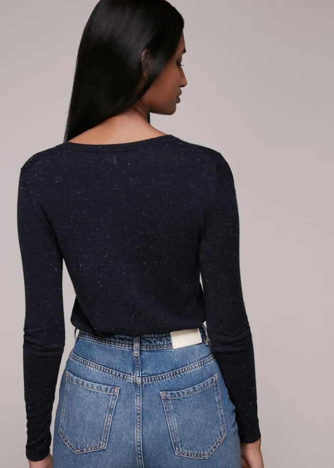 Women Knitwear and Cashmere Whistles Navy Annie Sparkle Knit