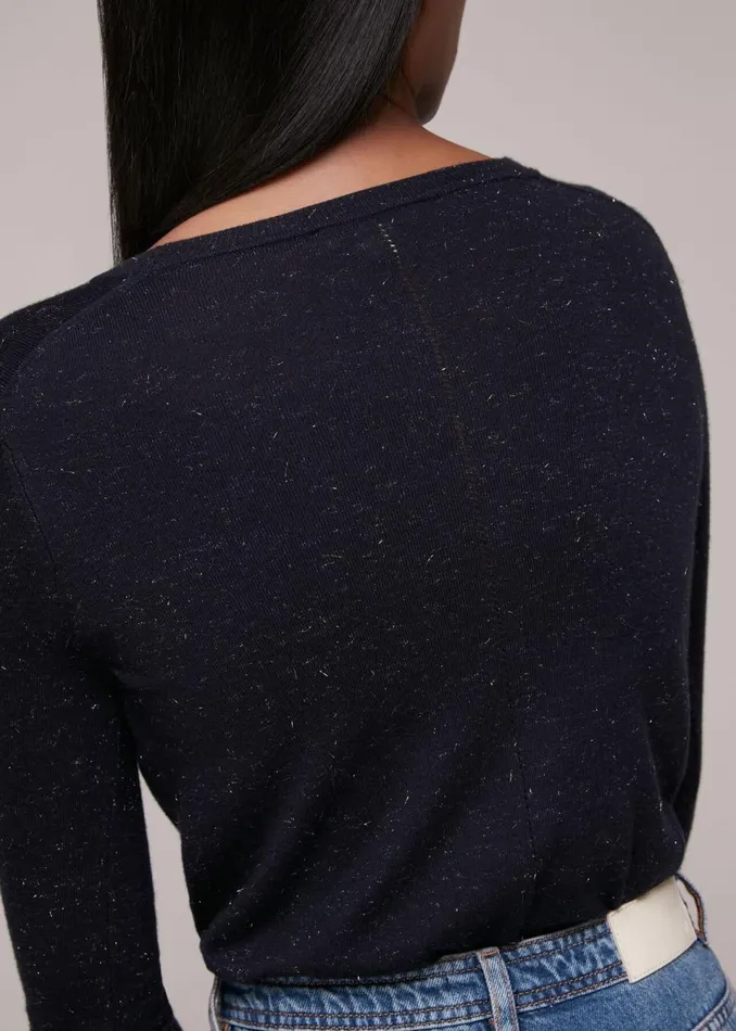 Women Knitwear and Cashmere Whistles Navy Annie Sparkle Knit