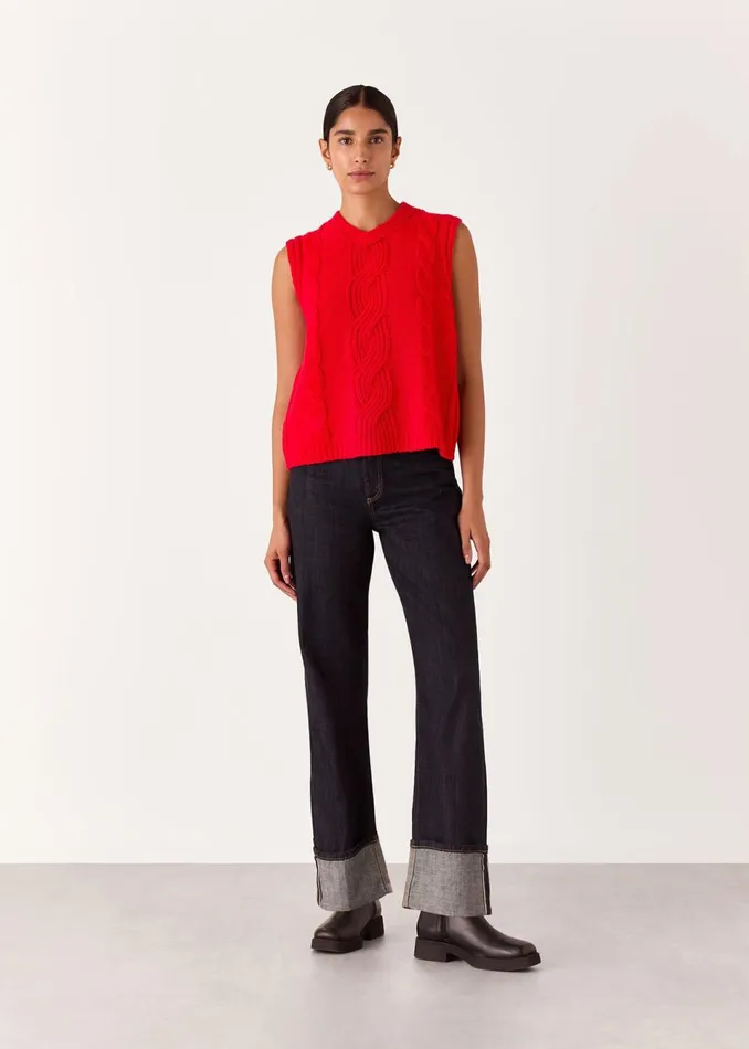 Women Knitwear and Cashmere Whistles Red Cable Detail Knitted Tank