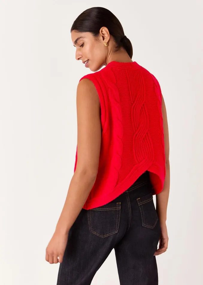 Women Knitwear and Cashmere Whistles Red Cable Detail Knitted Tank