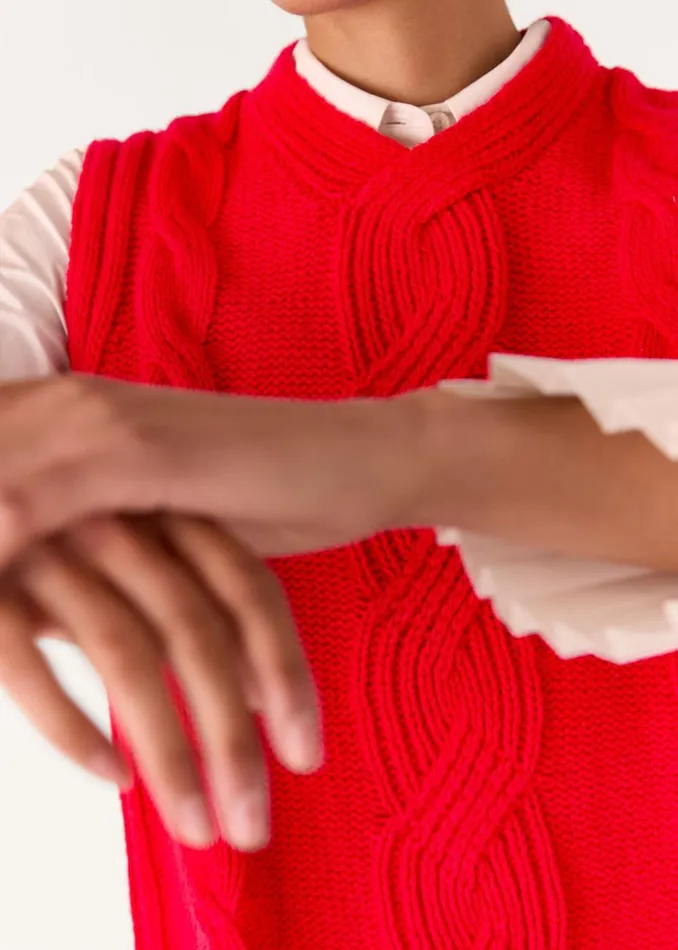 Women Knitwear and Cashmere Whistles Red Cable Detail Knitted Tank