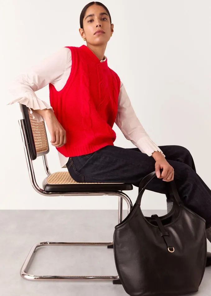 Women Knitwear and Cashmere Whistles Red Cable Detail Knitted Tank