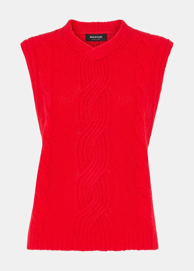 Women Knitwear and Cashmere Whistles Red Cable Detail Knitted Tank