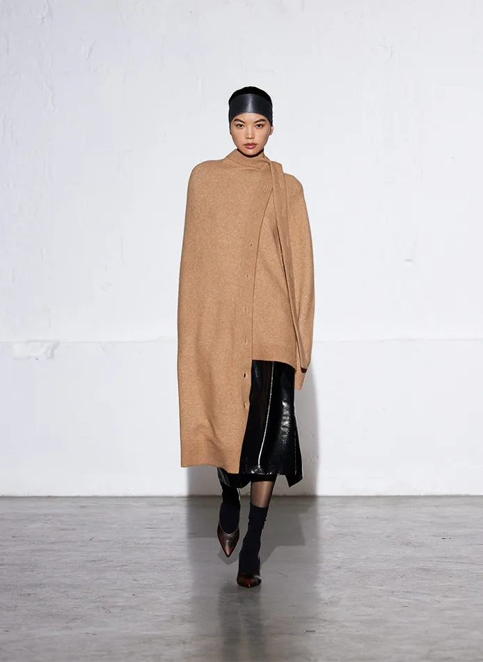 Women Knitwear and Sweatshirts Tibi Camel Hair Knit Cape Camel