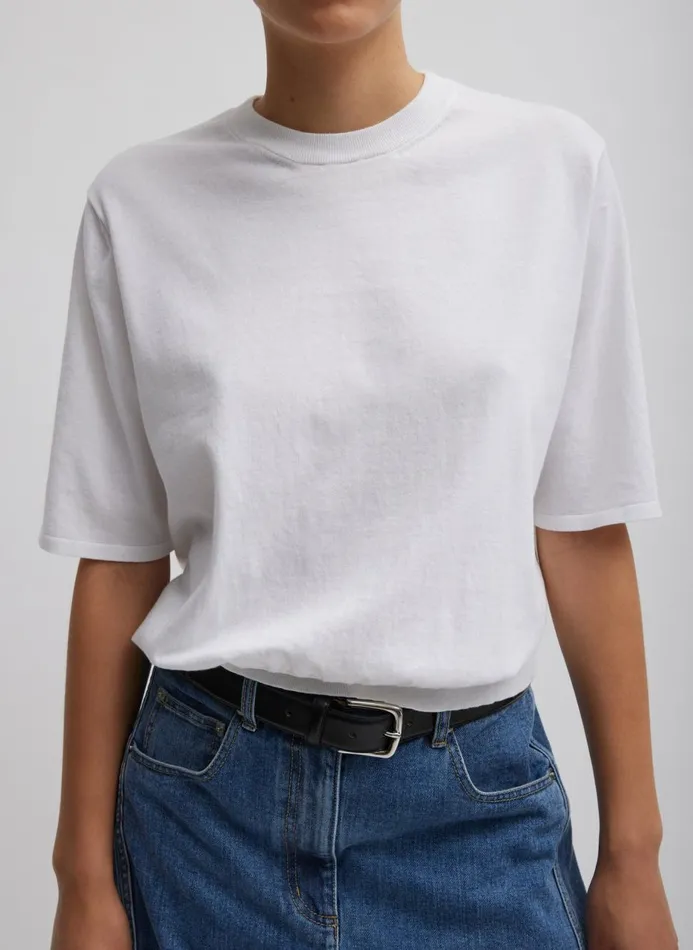 Women Knitwear and Sweatshirts Tibi Super Fine Gauge Perfect Short Sleeve Men039s Pullover White Women Knitwear and Sweatshirts Tibi Super Fine Gauge Perfect Short Sleeve Men039s Pullover White