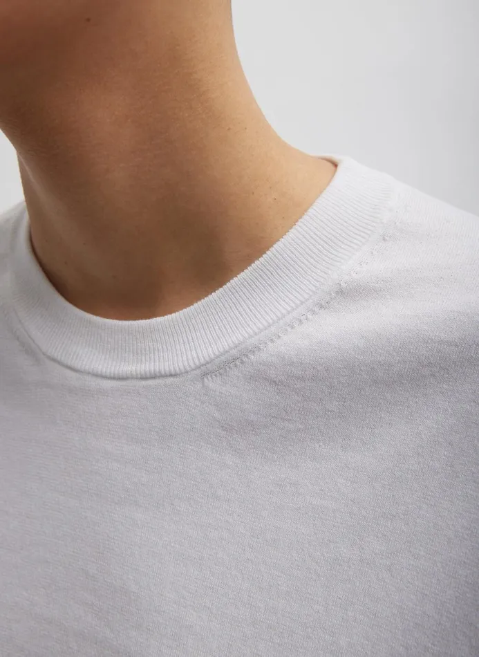 Women Knitwear and Sweatshirts Tibi Super Fine Gauge Perfect Short Sleeve Men039s Pullover White