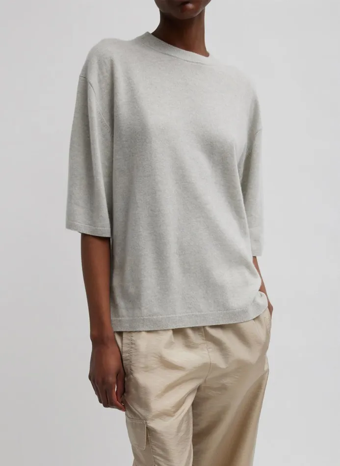 Women Knitwear and Sweatshirts Tibi Washable Cashmere Oversized Easy TShirt Light Heather Grey Women Knitwear and Sweatshirts Tibi Washable Cashmere Oversized Easy TShirt Light Heather Grey