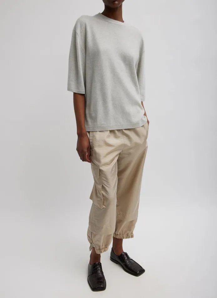 Women Knitwear and Sweatshirts Tibi Washable Cashmere Oversized Easy TShirt Light Heather Grey