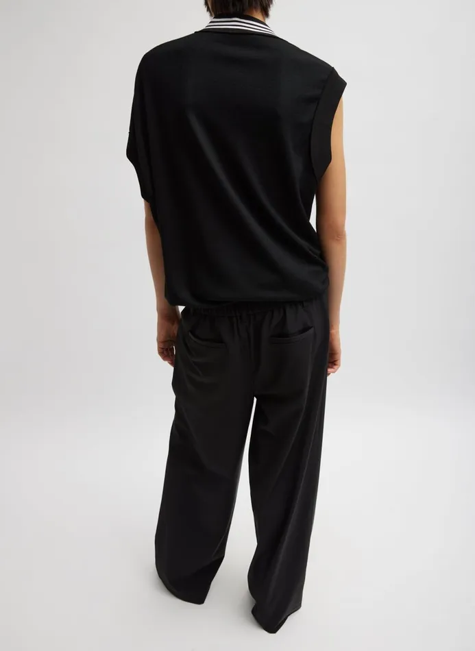 Women Knitwear and Sweatshirts Tibi Wool Jersey VNeck Tennis Vest Black