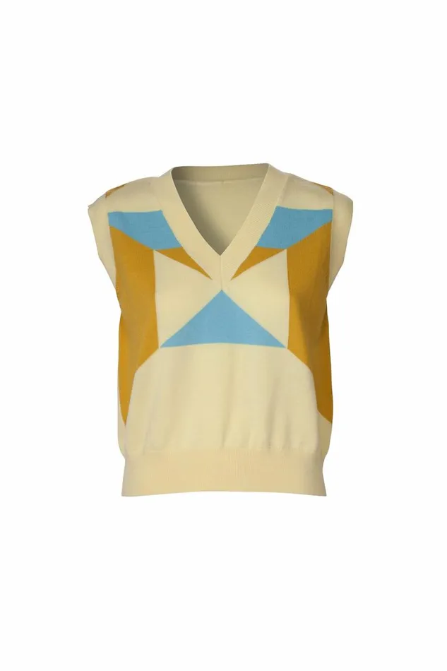 Women Knitwear DODO BAR OR Stav Sweater Vest Light Yellow Combo