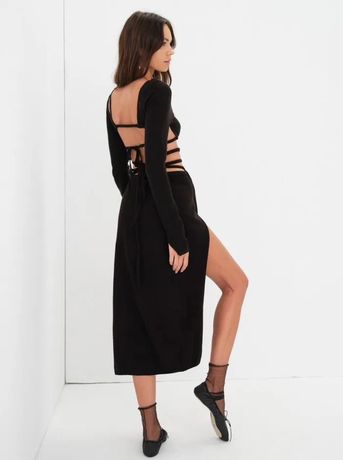 Women Knitwear For Love and Lemons Brady Midi Skirt Black Women Knitwear For Love and Lemons Brady Midi Skirt Black