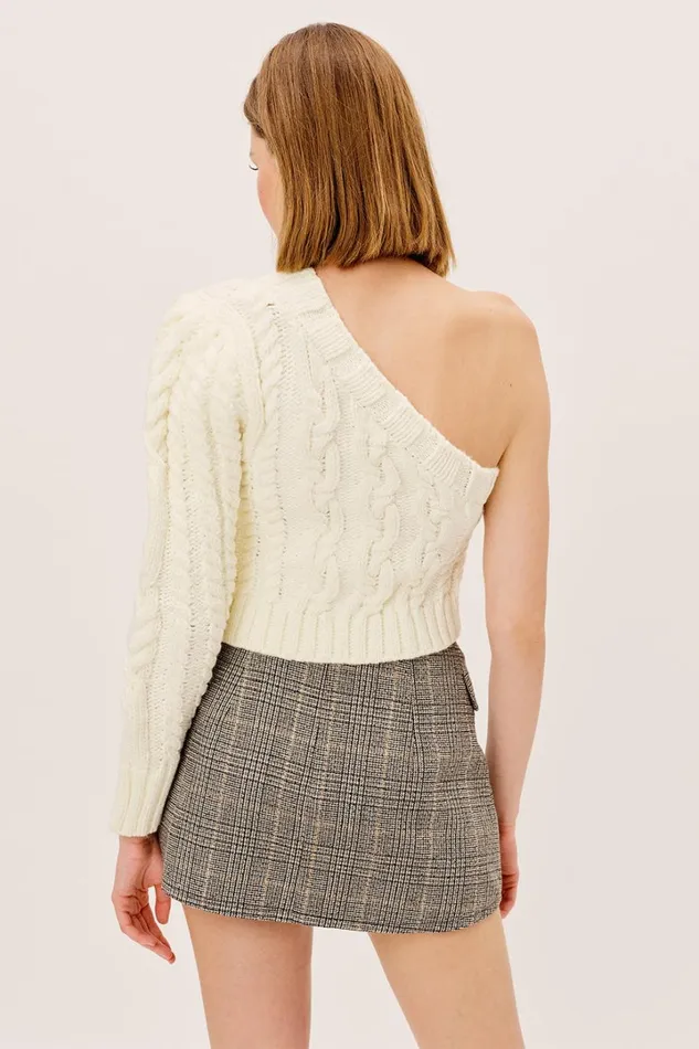 Women Knitwear For Love and Lemons Quinn One Shoulder Sweater Ivory Women Knitwear For Love and Lemons Quinn One Shoulder Sweater Ivory