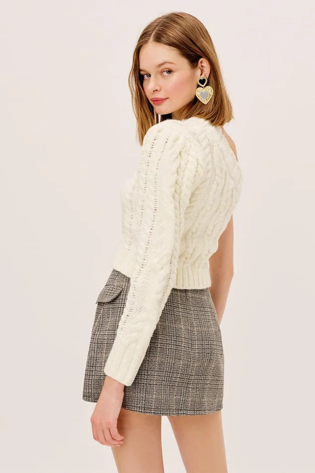 Women Knitwear For Love and Lemons Quinn One Shoulder Sweater Ivory Women Knitwear For Love and Lemons Quinn One Shoulder Sweater Ivory