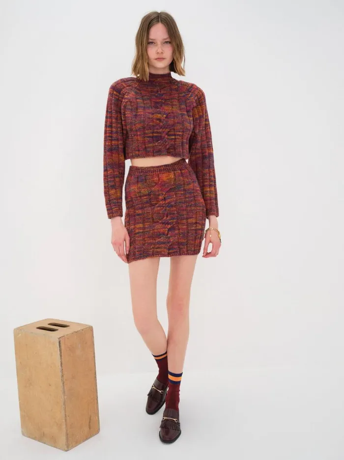 Women Knitwear For Love and Lemons Ruby Mini Skirt Brown
