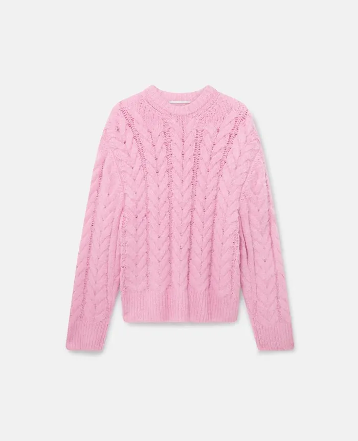 Women Knitwear Stella McCartney Cable Knit Cape Jumper Camellia Pink