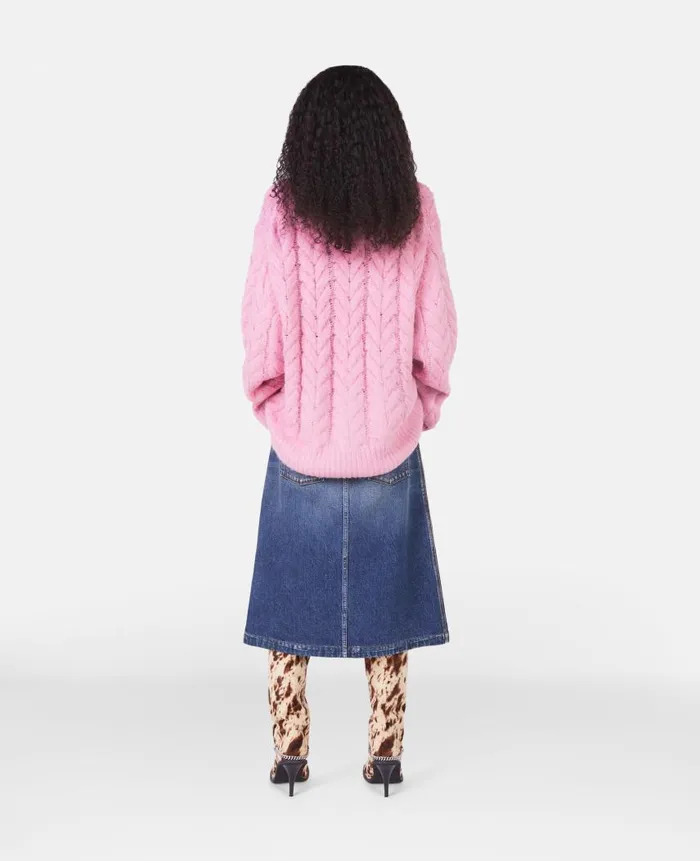 Women Knitwear Stella McCartney Cable Knit Cape Jumper Camellia Pink
