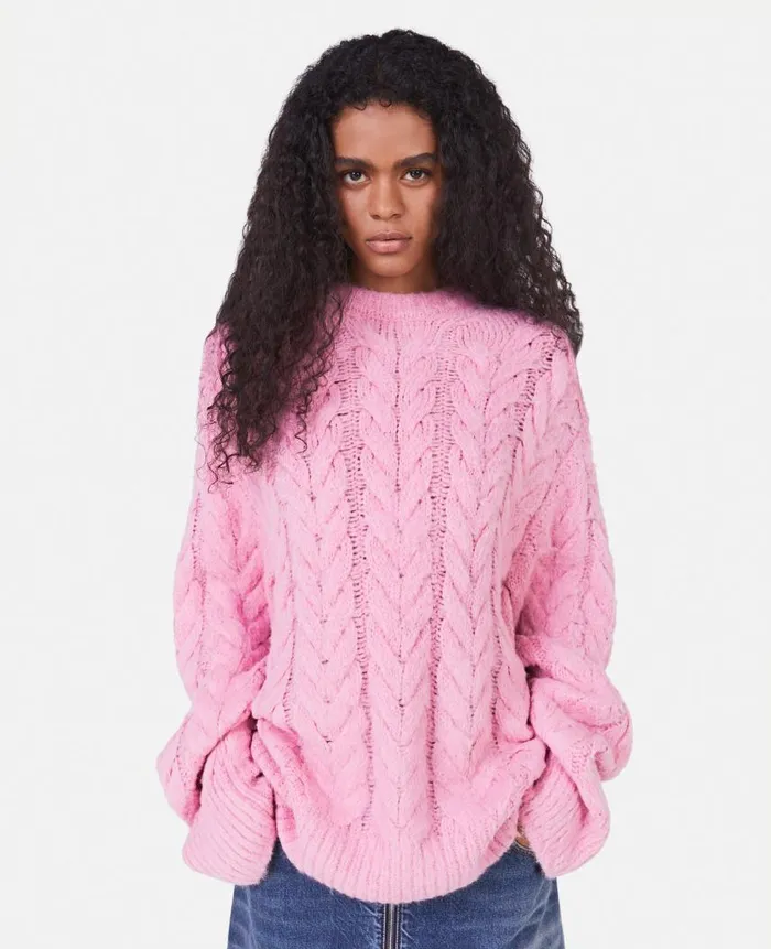 Women Knitwear Stella McCartney Cable Knit Cape Jumper Camellia Pink