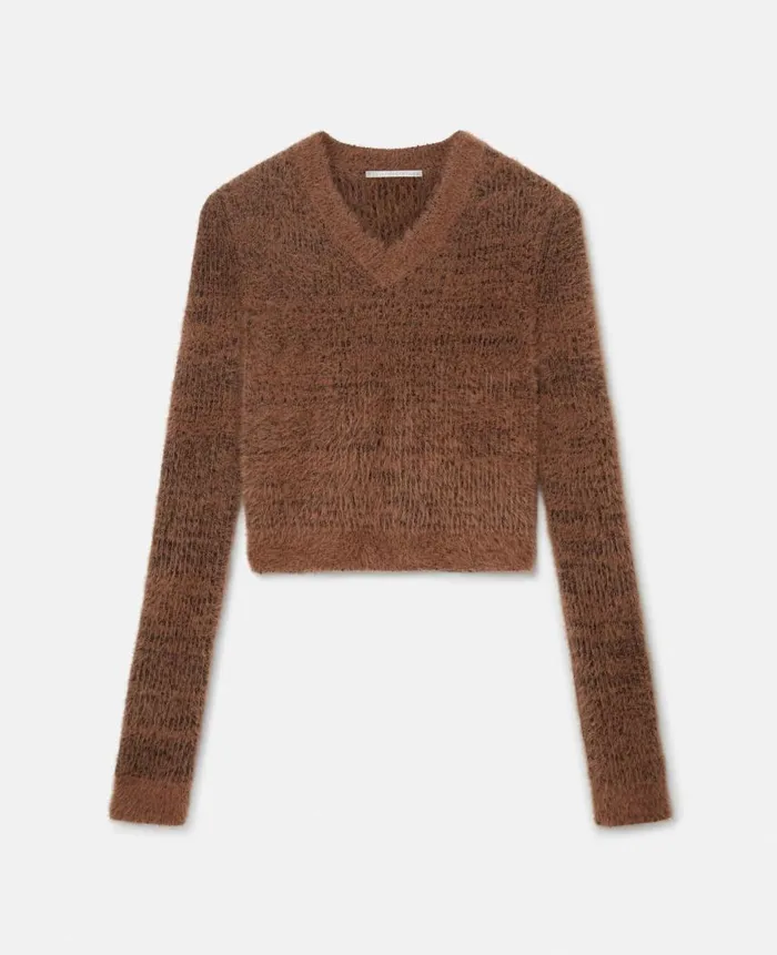 Women Knitwear Stella McCartney Fluffy Knit Jumper Dark Camel