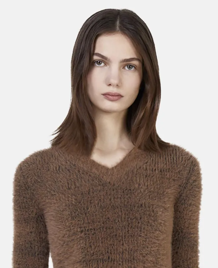 Women Knitwear Stella McCartney Fluffy Knit Jumper Dark Camel