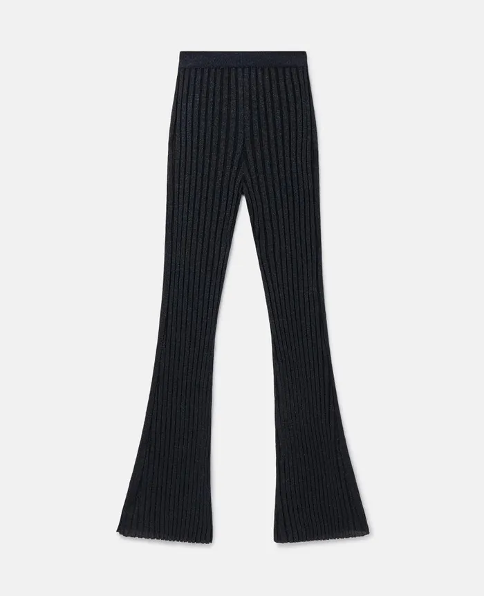 Women Knitwear Stella McCartney Lurex Rib Knit Trousers Ink