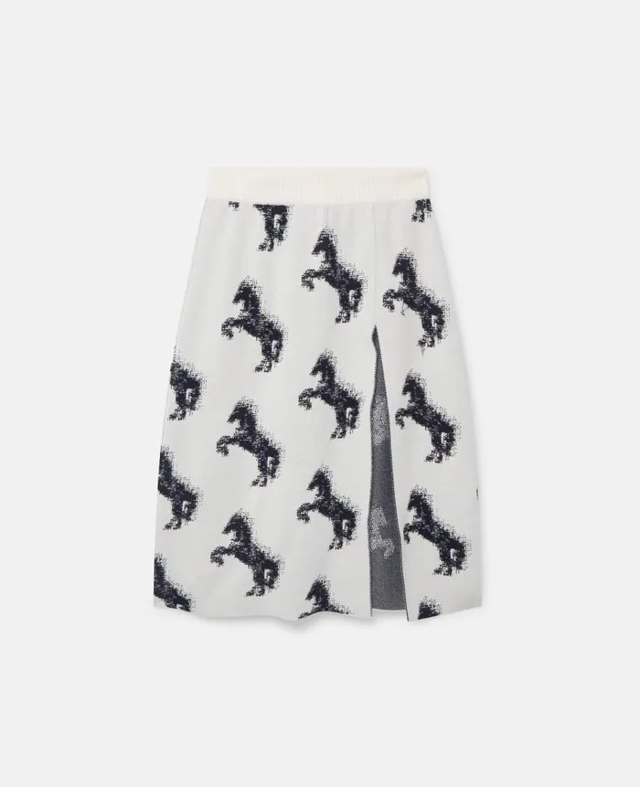 Women Knitwear Stella McCartney Pixel Horse Jacquard Skirt White