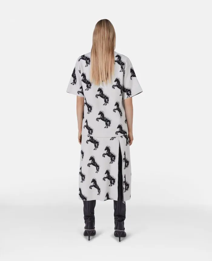Women Knitwear Stella McCartney Pixel Horse Jacquard Skirt White