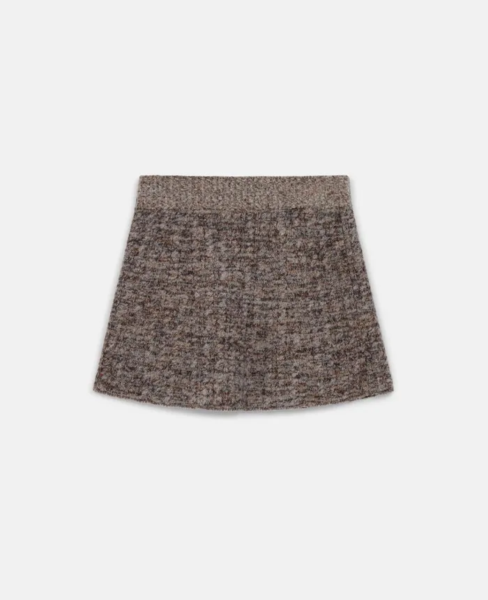 Women Knitwear Stella McCartney Ribbed Chunky Knit Mini Skirt Mottled Gray