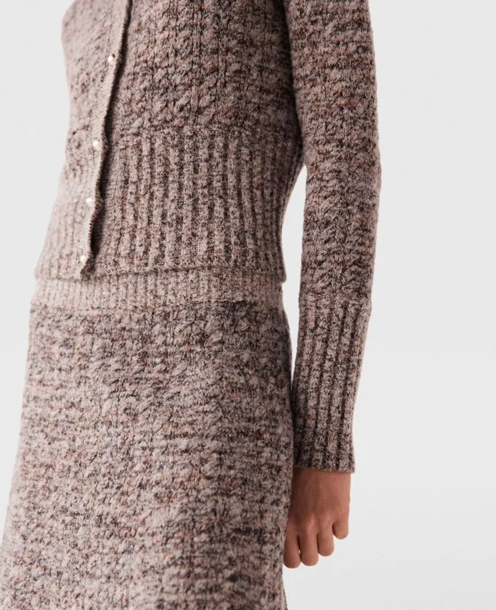Women Knitwear Stella McCartney Ribbed Chunky Knit Mini Skirt Mottled Gray