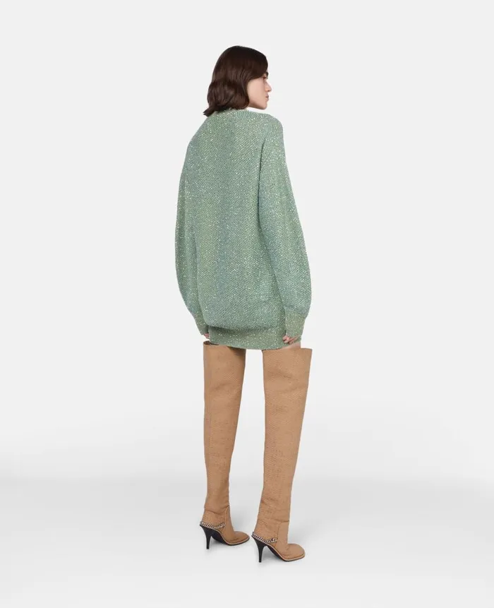 Women Knitwear Stella McCartney Sequin Cape Jumper Dress Mint Women Knitwear Stella McCartney Sequin Cape Jumper Dress Mint