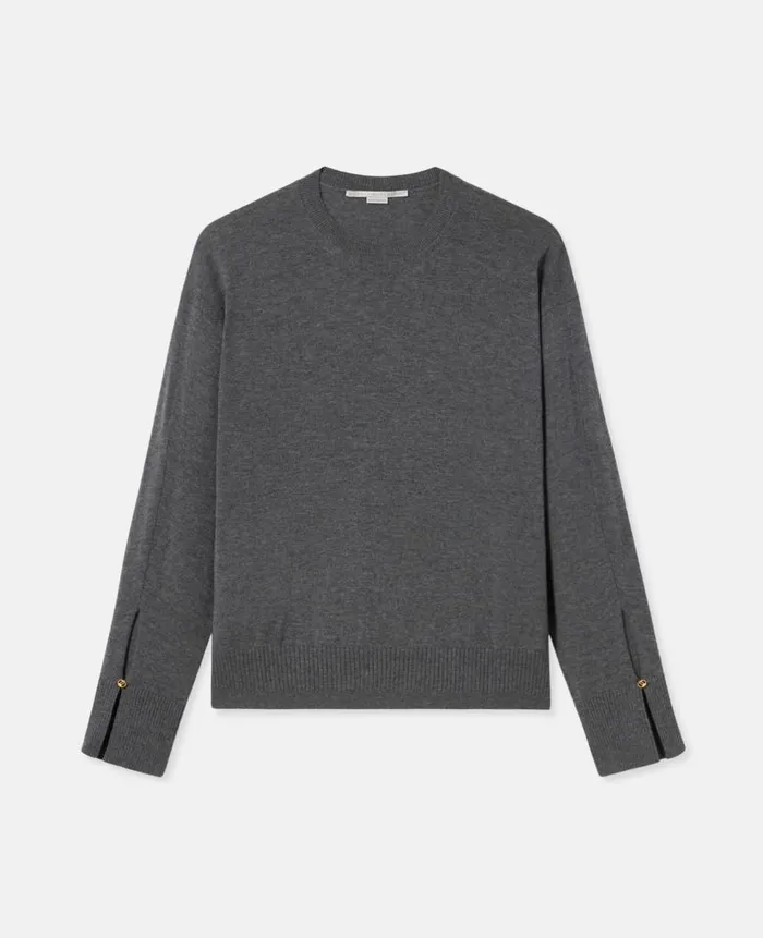 Women Knitwear Stella McCartney Stella Iconics Split Cuff Jumper Grey