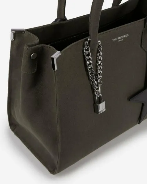 Women Large Bags The Kooples Khaki Canvas Ming Tote Bag Kaki