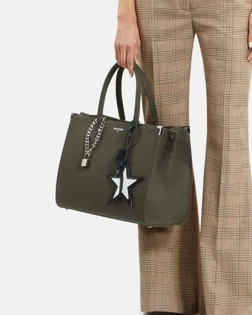 Women Large Bags The Kooples Khaki Canvas Ming Tote Bag Kaki
