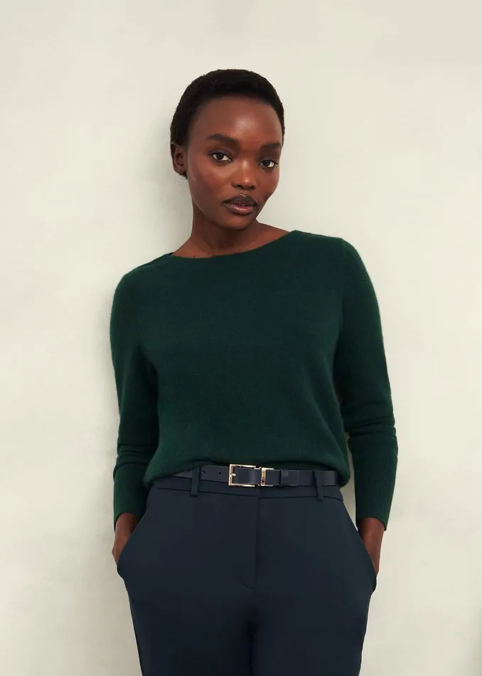 Women Larina Cashmere Jumper Hawthorn Green Hobbs Jumpers and Cardigans