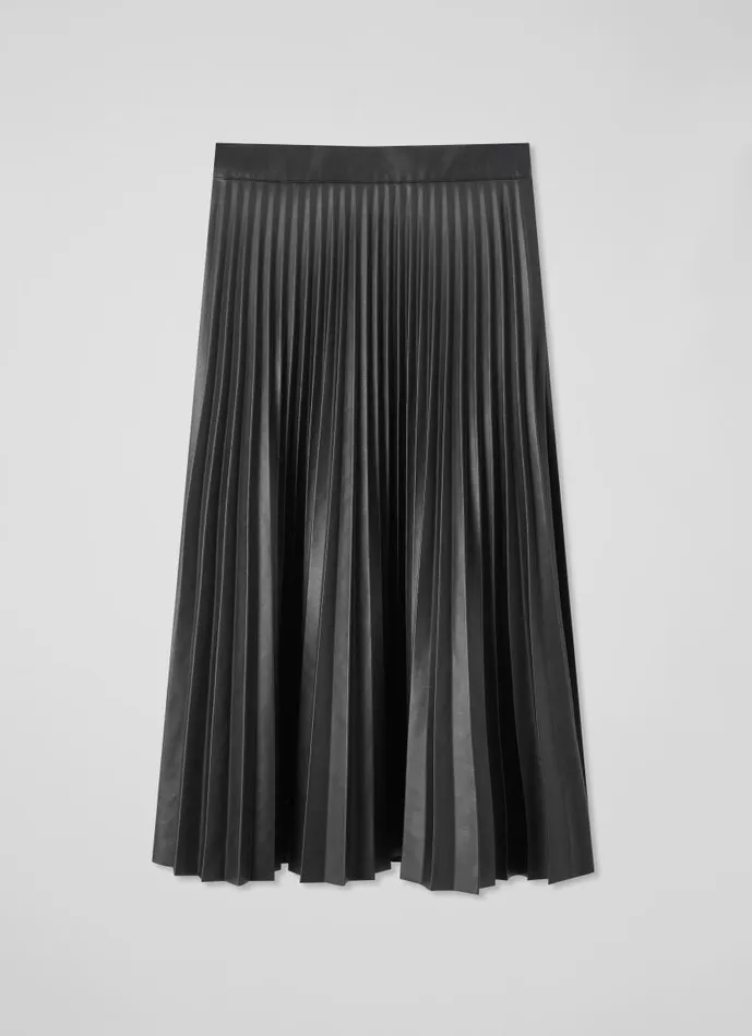 Women Laurie Black Faux Leather Pleated Skirt Black LKBennett Skirts Women Laurie Black Faux Leather Pleated Skirt Black LKBennett Skirts