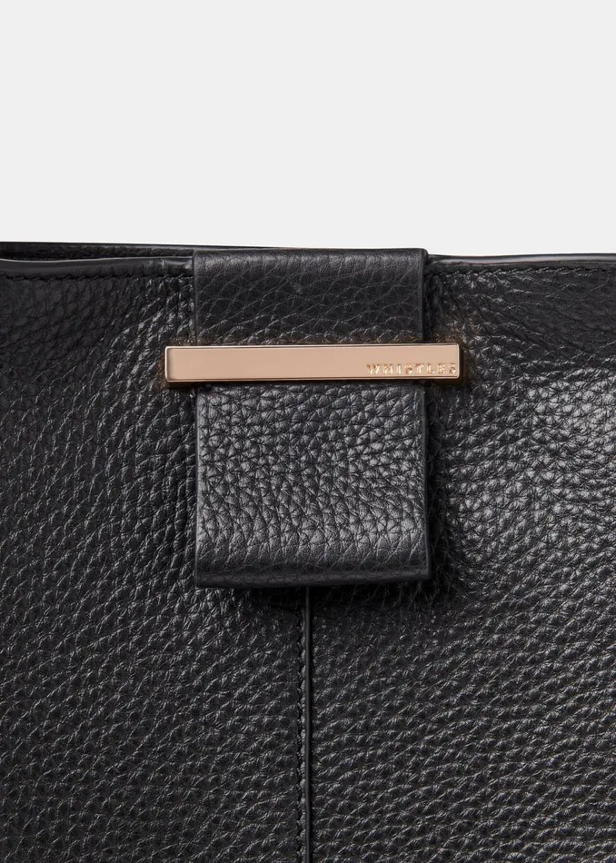 Women Leather Whistles Black Dia Tote Bag