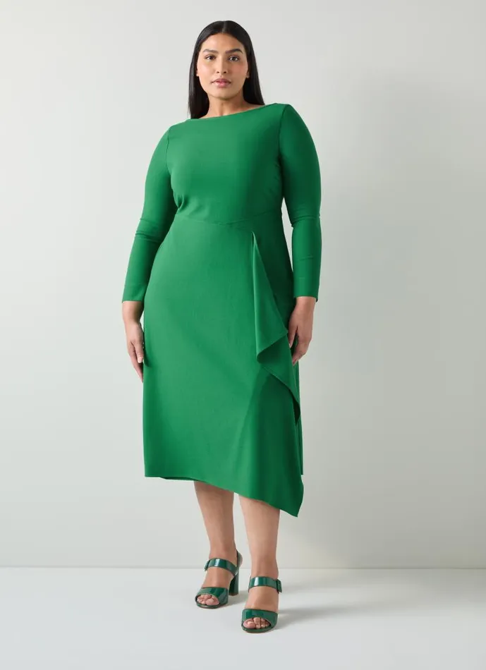 Women Lena Green Crepe Fit And Flare Dress Green LKBennett Dresses Women Lena Green Crepe Fit And Flare Dress Green LKBennett Dresses