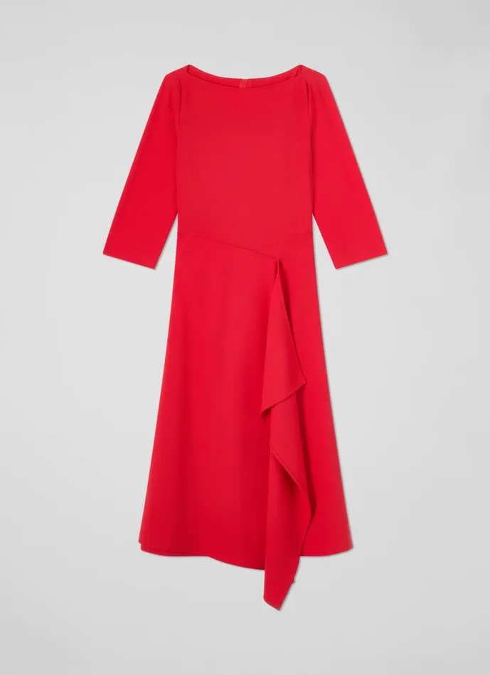 Women Lena Red Crepe Fit And Flare Dress Aurora Red LKBennett Dresses Women Lena Red Crepe Fit And Flare Dress Aurora Red LKBennett Dresses