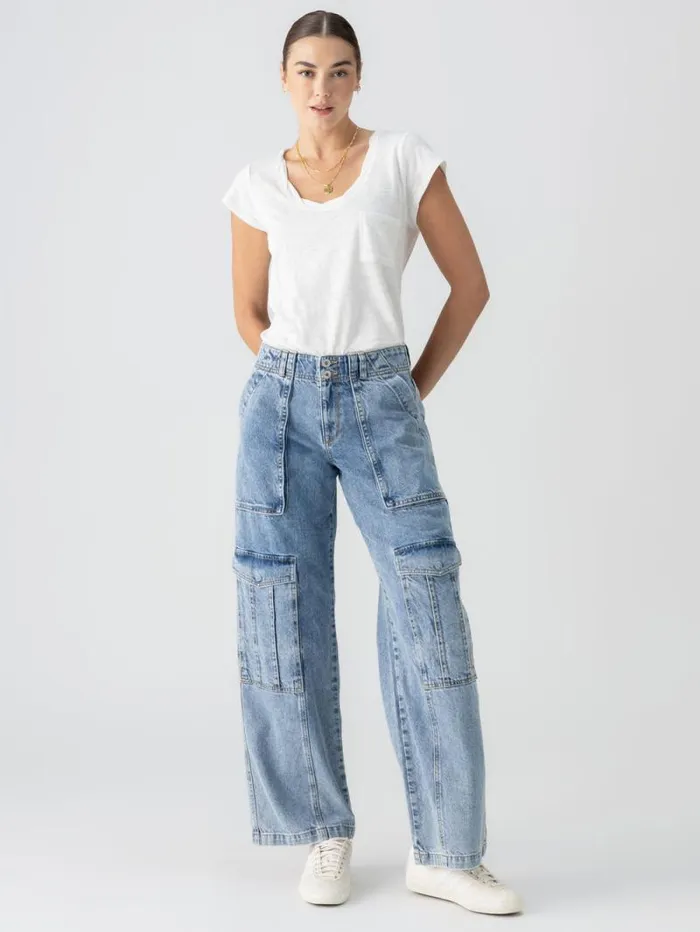 Women Level Up Standard Rise Denim Cargo Pant Digital Blue Sanctuary Clothing Denim Women Level Up Standard Rise Denim Cargo Pant Digital Blue Sanctuary Clothing Denim