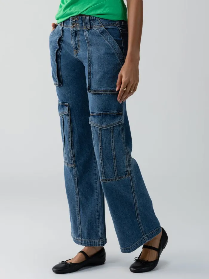 Women Level Up Standard Rise Denim Cargo Pant Oasis Sanctuary Clothing Pants