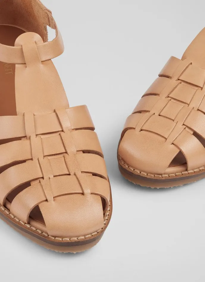 Women Lidia Tan Vegetable Dyed Leather Flat Sandals Biscuit LKBennett Flats Women Lidia Tan Vegetable Dyed Leather Flat Sandals Biscuit LKBennett Flats