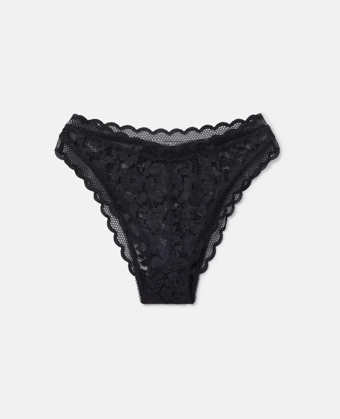 Women Lingerie And Sleepwear Stella McCartney Patchwork Lace High Leg Bikini Briefs Black Women Lingerie And Sleepwear Stella McCartney Patchwork Lace High Leg Bikini Briefs Black