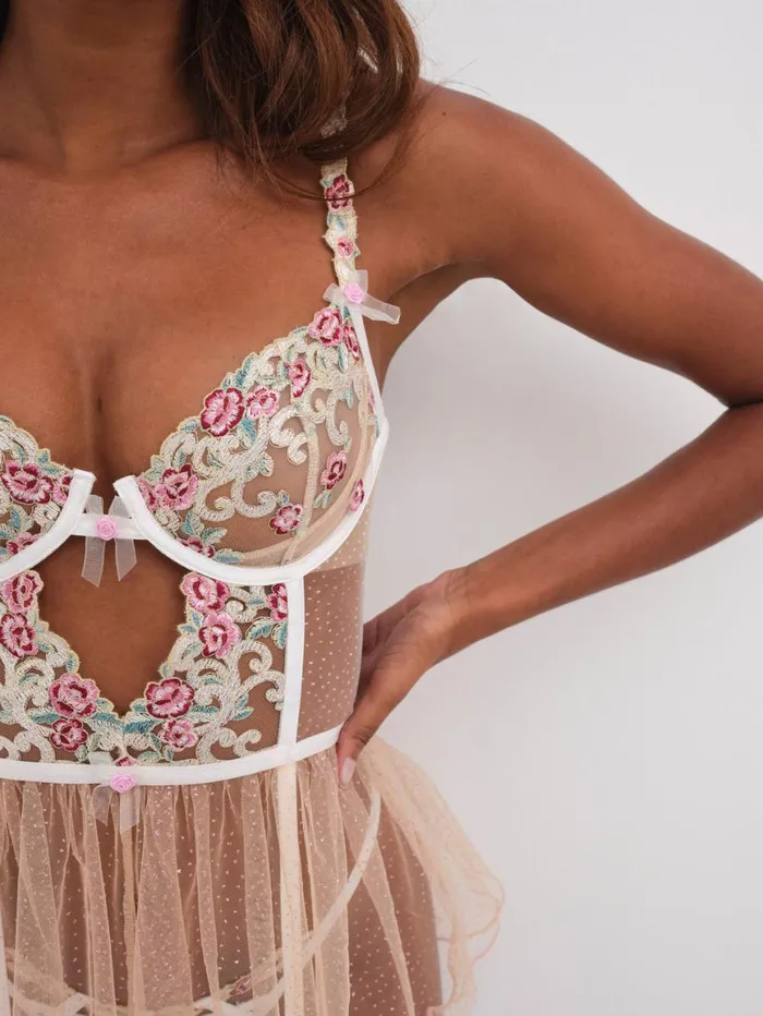 Women Lingerie For Love and Lemons Siena Babydoll Romper Gold Women Lingerie For Love and Lemons Siena Babydoll Romper Gold