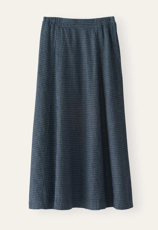 Women Long Godet Skirt Soft Indigo Poetry Fashion Dresses and Skirts