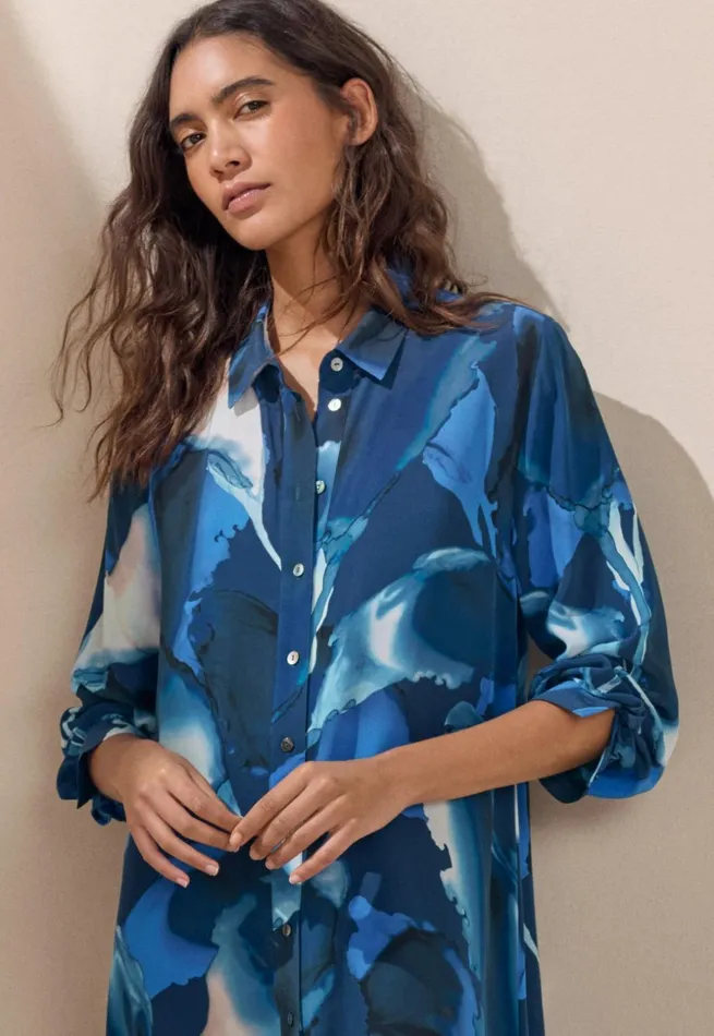 Women Long Printed Dress Midnight Shell Poetry Fashion Dresses and Skirts